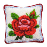 Red Rose Flower  Latch Hook Kit for DIY Pillow Cover Sofa Cushion Cover