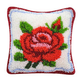 Red Rose Flower  Latch Hook Kit for DIY Pillow Cover Sofa Cushion Cover
