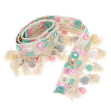 Maxbell 3 Yards Ethnic Style Ball Fringed Lace Jacquard Ribbon with Pompom Ball Trim