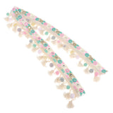 Maxbell 3 Yards Ethnic Style Ball Fringed Lace Jacquard Ribbon with Pompom Ball Trim