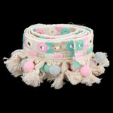 Maxbell 3 Yards Ethnic Style Ball Fringed Lace Jacquard Ribbon with Pompom Ball Trim