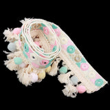 Maxbell 3 Yards Ethnic Style Ball Fringed Lace Jacquard Ribbon with Pompom Ball Trim