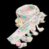 Maxbell 3 Yards Ethnic Style Ball Fringed Lace Jacquard Ribbon with Pompom Ball Trim