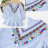 Maxbell 3 Yards Ethnic Style Ball Fringed Lace Jacquard Ribbon with Pompom Ball Trim