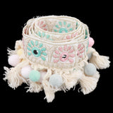 Maxbell 3 Yards Ethnic Style Ball Fringed Lace Jacquard Ribbon with Pompom Ball Trim