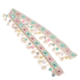 Maxbell 3 Yards Ethnic Style Ball Fringed Lace Jacquard Ribbon with Pompom Ball Trim