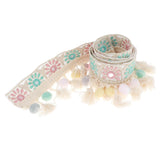 Maxbell 3 Yards Ethnic Style Ball Fringed Lace Jacquard Ribbon with Pompom Ball Trim