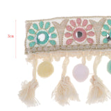 Maxbell 3 Yards Ethnic Style Ball Fringed Lace Jacquard Ribbon with Pompom Ball Trim