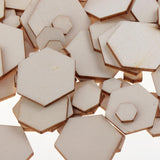 Maxbell 200Pieces Natural Hexagonal Unfinished Wood Chip Embellishment for DIY Craft