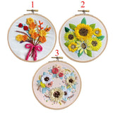 Maxbell 3 Sets Embroidery Starter Kit with Flower Pattern DIY Cross Stitch Crafts