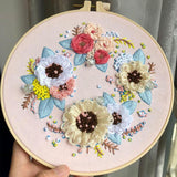 Maxbell 3 Sets Embroidery Starter Kit with Flower Pattern DIY Cross Stitch Crafts