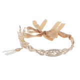 Maxbell 1920s Flapper Headband Headpiece Hair Accessories Gold (Champagne Ribbon)