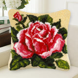 Maxbell 2 Pieces Flower Pattern Latch Hook Kits Pillow Case Cushion Cover