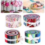 Maxbell 72Pcs Colorful Roll Up Fabric Strips 2.5 Inch Craft Fabric for Patchwork