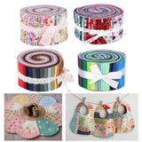 Maxbell 72Pcs Colorful Roll Up Fabric Strips 2.5 Inch Craft Fabric for Patchwork