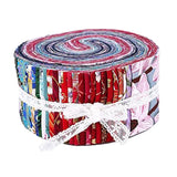 Maxbell 72Pcs Colorful Roll Up Fabric Strips 2.5 Inch Craft Fabric for Patchwork