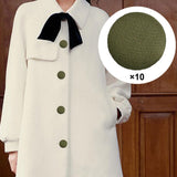 Maxbell 10x Fabric Cloth Covered Buttons DIY for Jackets Garment Accessories Clothes Green