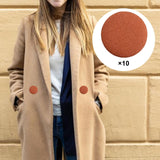 Maxbell 10x Fabric Cloth Covered Buttons DIY for Jackets Garment Accessories Clothes Caramel Colour