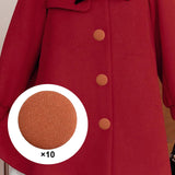 Maxbell 10x Fabric Cloth Covered Buttons DIY for Jackets Garment Accessories Clothes Caramel Colour