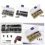 Maxbell 100x Cone Spikes Studs Mixed Shape Screw Back Studs for DIY Handcraft Jacket Silver White Color