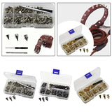 Maxbell 100x Cone Spikes Studs Mixed Shape Screw Back Studs for DIY Handcraft Jacket Silver White Color