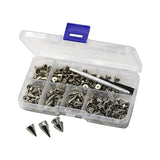 Maxbell 100x Cone Spikes Studs Mixed Shape Screw Back Studs for DIY Handcraft Jacket Silver White Color