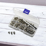 Maxbell 100x Cone Spikes Studs Mixed Shape Screw Back Studs for DIY Handcraft Jacket Silver White Color