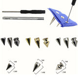Maxbell 100x Cone Spikes Studs Mixed Shape Screw Back Studs for DIY Handcraft Jacket Black Silver Color