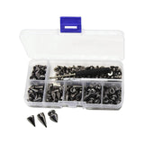 Maxbell 100x Cone Spikes Studs Mixed Shape Screw Back Studs for DIY Handcraft Jacket Black Silver Color