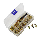 Maxbell 100x Cone Spikes Studs Mixed Shape Screw Back Studs for DIY Handcraft Jacket Gold Color