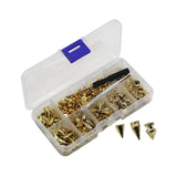 Maxbell 100x Cone Spikes Studs Mixed Shape Screw Back Studs for DIY Handcraft Jacket Gold Color