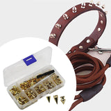 Maxbell 100x Cone Spikes Studs Mixed Shape Screw Back Studs for DIY Handcraft Jacket Gold Color