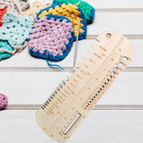 Maxbell Knitting Crochet Hook Ruler Multifunctional Wood Sock Size Measurement Ruler