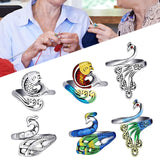 Maxbell 6x Crochet Rings for Fingers Knitting Loop Rings DIY for Adult Women Grandma