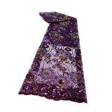 Maxbell Maxbell African Lace Fabric 1 Yard French Net Lace for Party Dresses Apparel Clothes Purple