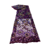 Maxbell Maxbell African Lace Fabric 1 Yard French Net Lace for Party Dresses Apparel Clothes Purple