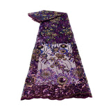 Maxbell Maxbell African Lace Fabric 1 Yard French Net Lace for Party Dresses Apparel Clothes Purple
