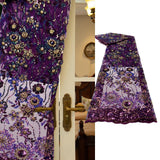 Maxbell Maxbell African Lace Fabric 1 Yard French Net Lace for Party Dresses Apparel Clothes Purple