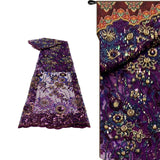 Maxbell Maxbell African Lace Fabric 1 Yard French Net Lace for Party Dresses Apparel Clothes Purple