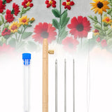 Maxbell Punch Pin Kit Embroidery Pen with 3 Pin S Poking Pin Knitting Embroidery Pin Small Size