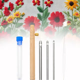 Maxbell Punch Pin Kit Embroidery Pen with 3 Pin S Poking Pin Knitting Embroidery Pin Large Size