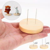 Maxbell 24 Pieces Crochet Doll Stands Simple Metal Pins Decoration Sturdy Wood Bases
