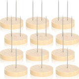 Maxbell 24 Pieces Crochet Doll Stands Simple Metal Pins Decoration Sturdy Wood Bases