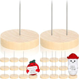 Maxbell 24 Pieces Crochet Doll Stands Simple Metal Pins Decoration Sturdy Wood Bases