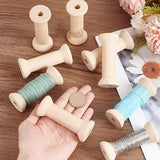 Maxbell 10Pcs Unfinished Wooden Spools for Cord Embroidery Thread Knitting Accessory