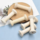 Maxbell 10Pcs Unfinished Wooden Spools for Cord Embroidery Thread Knitting Accessory