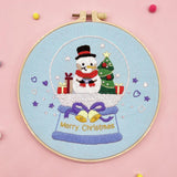 Maxbell Christmas Embroidery Kit for Beginner with Instruction Starters Cross Stitch Snowman