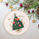 Maxbell Christmas Embroidery Starter Kit with Embroidery Hoop Beginners Cross Stitch Christmas Tree