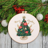 Maxbell Christmas Embroidery Starter Kit with Embroidery Hoop Beginners Cross Stitch Christmas Tree