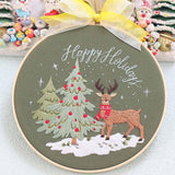 Maxbell Christmas Embroidery Starter Kit with Embroidery Hoop Beginners Cross Stitch Elk